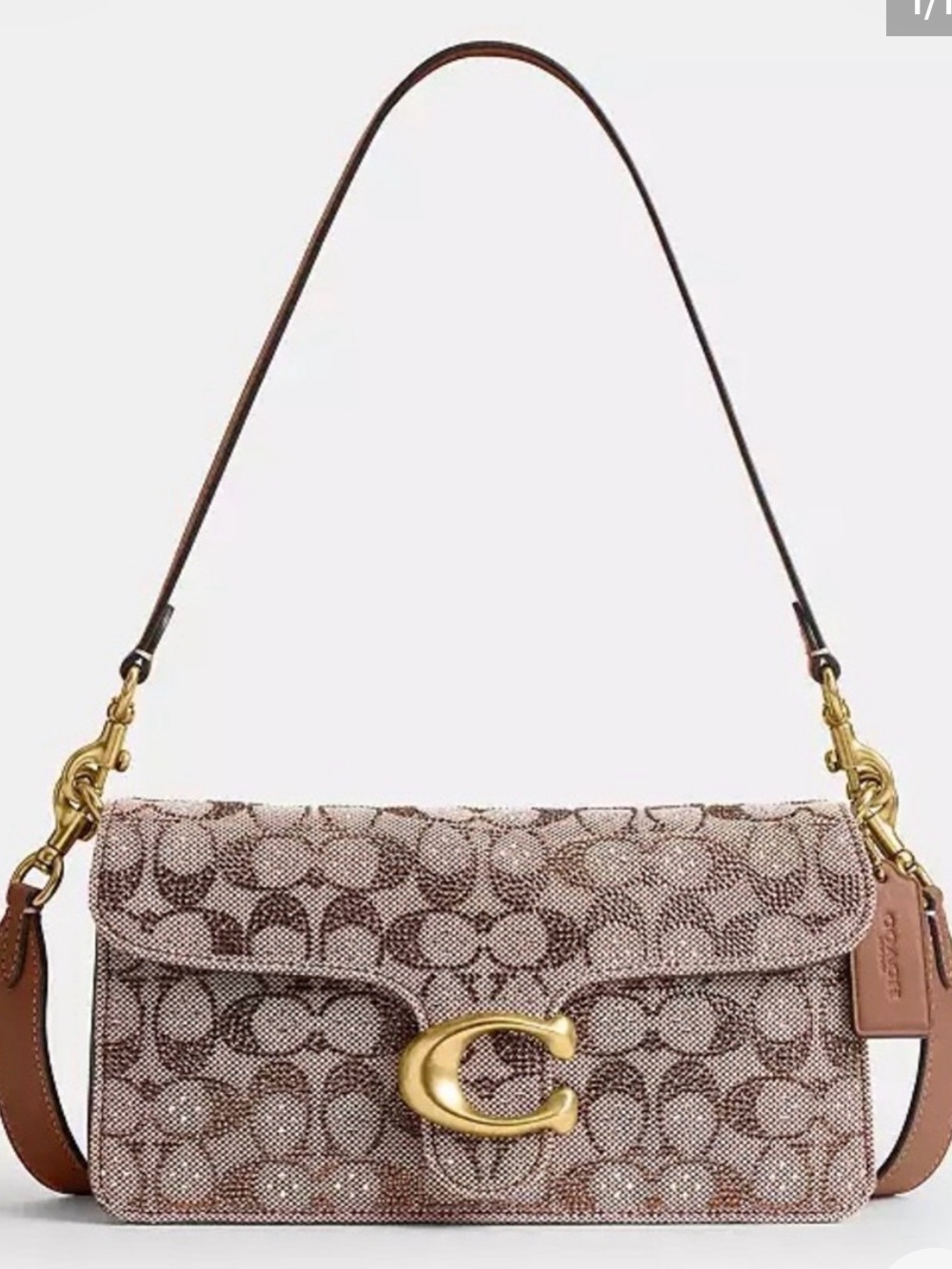 Coach Crystal Signature 'C' Jacquard Tabby 26 NWT -Mushroom